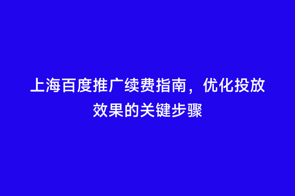 上海百度推广续费指南，优化投放效果的关键步骤