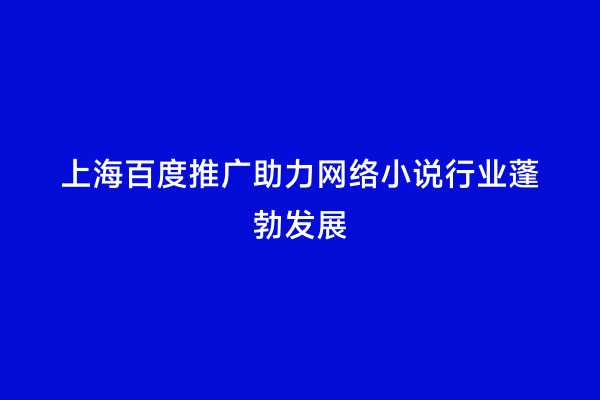 上海百度推广助力网络小说行业蓬勃发展