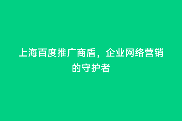 上海百度推广商盾，企业网络营销的守护者