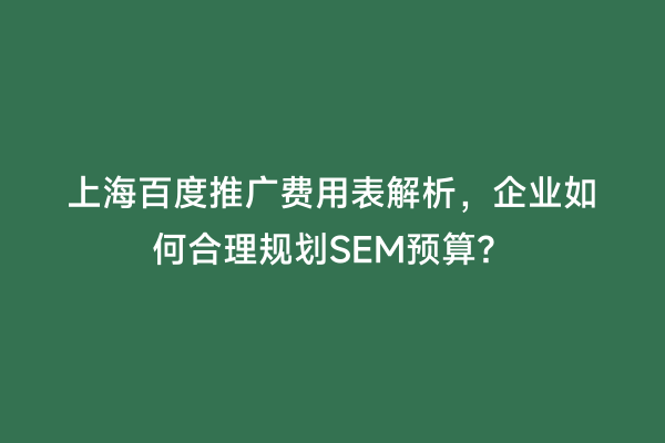 上海百度推广费用表解析，企业如何合理规划SEM预算？