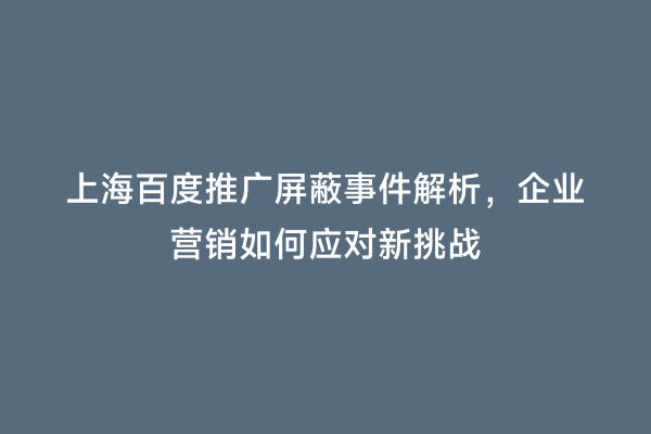 上海百度推广屏蔽事件解析，企业营销如何应对新挑战