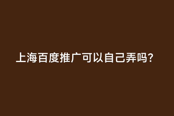 上海百度推广可以自己弄吗？