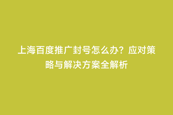 上海百度推广封号怎么办？应对策略与解决方案全解析