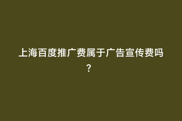 上海百度推广费属于广告宣传费吗？