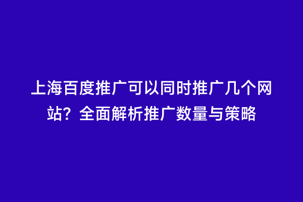上海百度推广可以同时推广几个网站？全面解析推广数量与策略