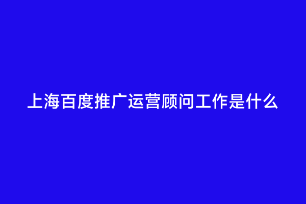 上海百度推广运营顾问工作是什么