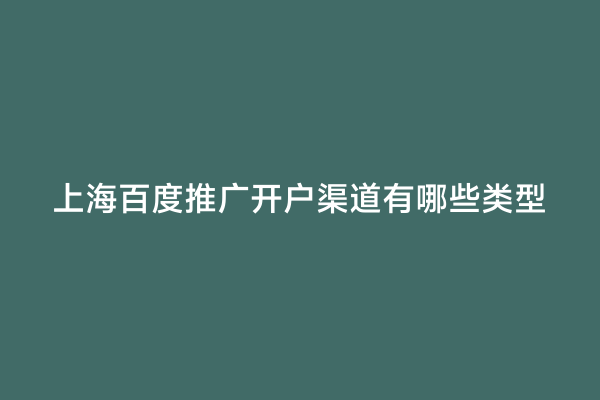 上海百度推广开户渠道有哪些类型