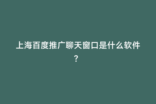 上海百度推广聊天窗口是什么软件？