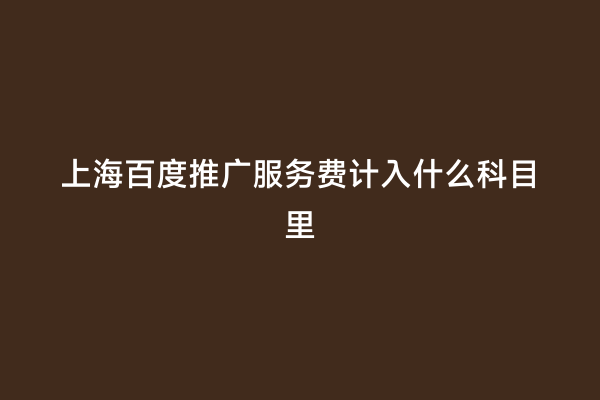 上海百度推广服务费计入什么科目里